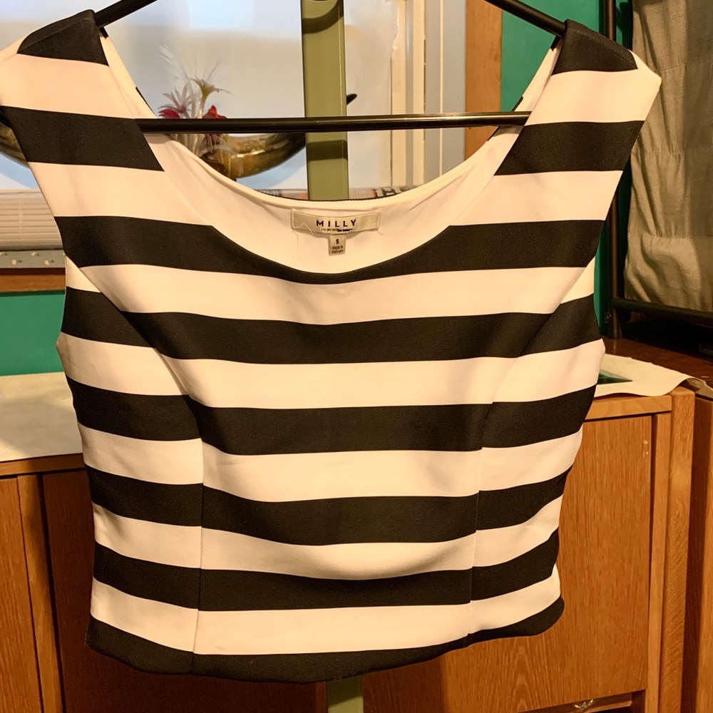 Black and white striped crop top